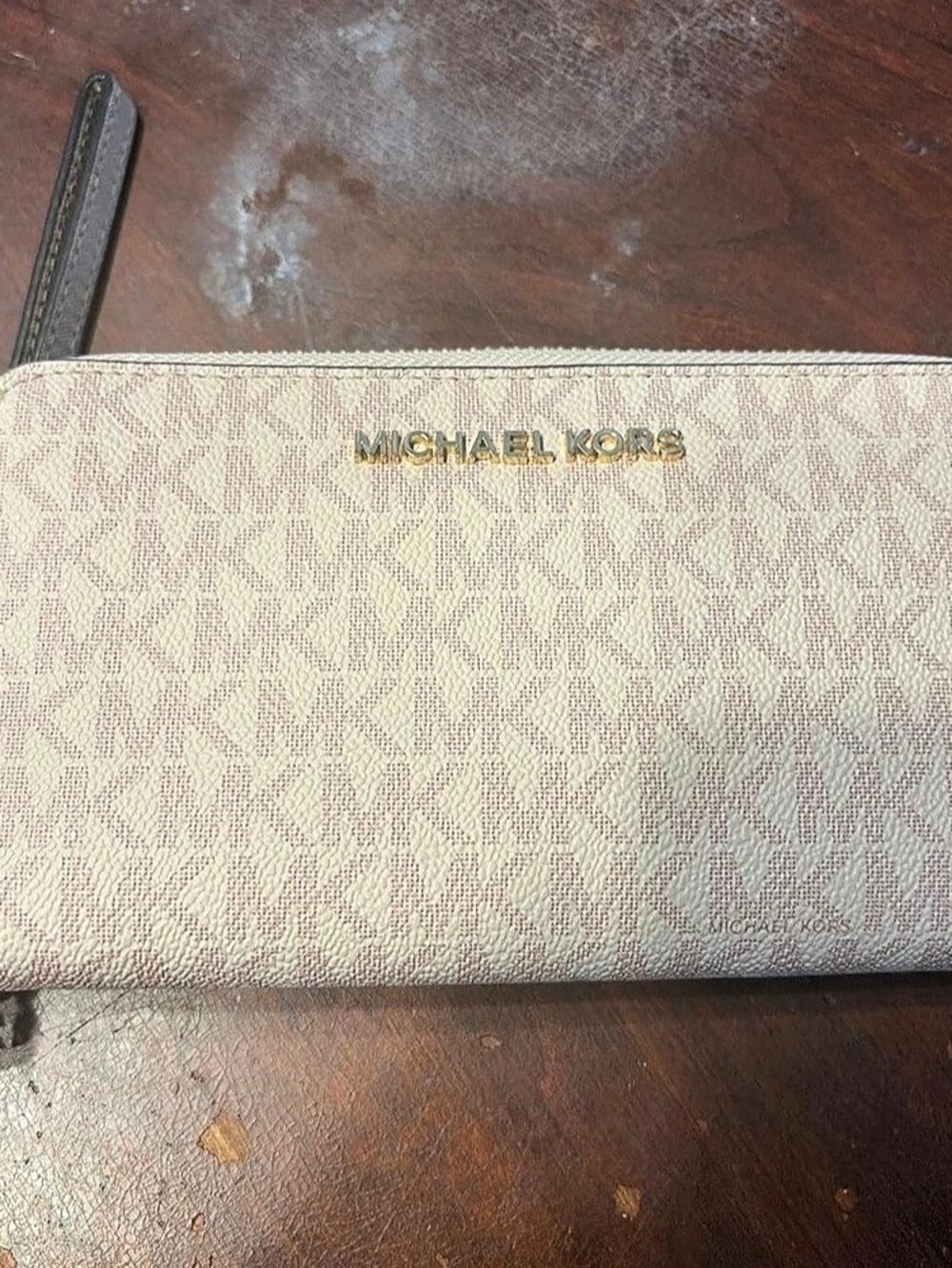 Michael Kors Jet Set Travel Large Double Zip Wristlet Pink & White